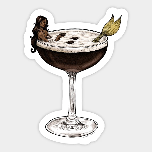 Espresso Martini Mermaid Sticker by Elizabeth Weglein Art